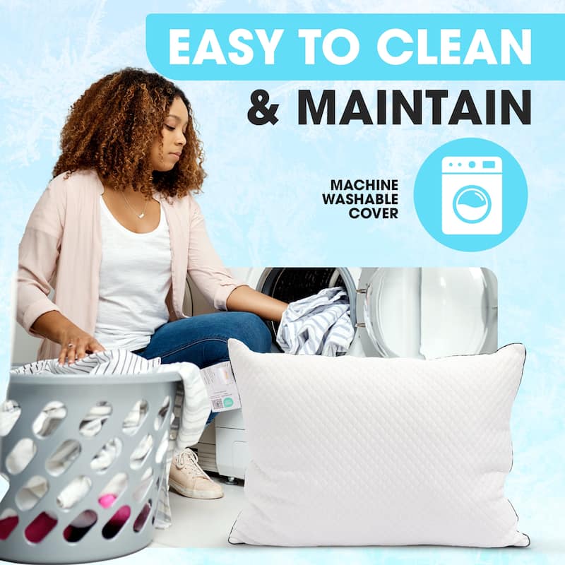 Cheer Collection Cooling Ice Pillow With Shredded Foam and Soft Washable Cover
