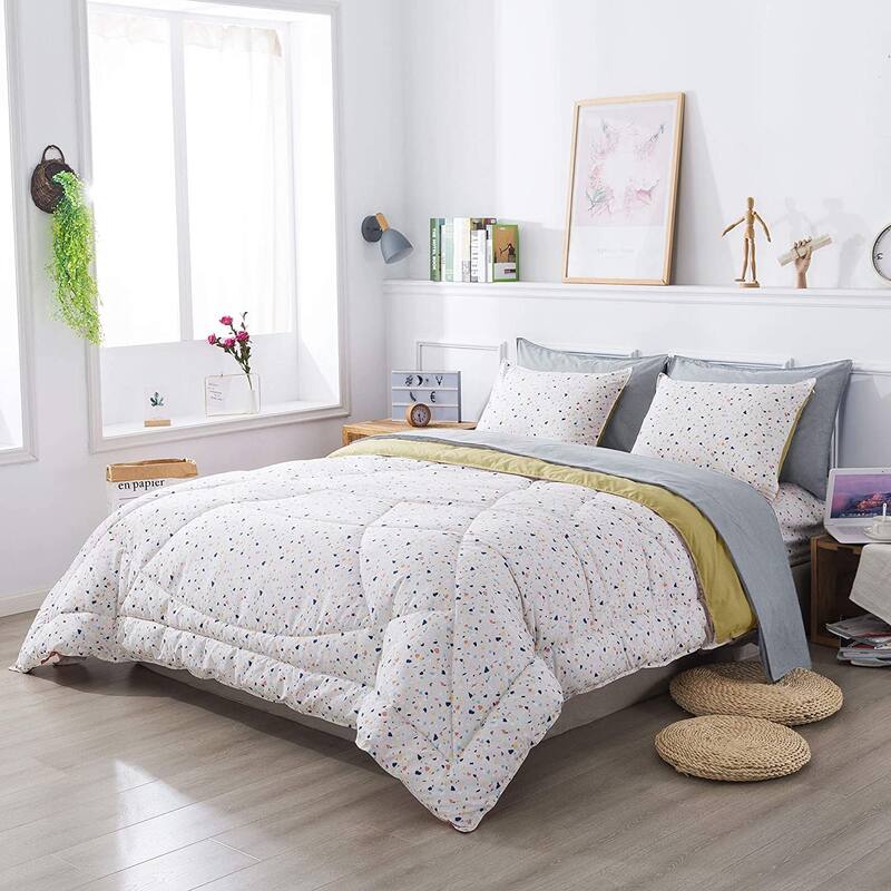 KASENTEX 5 or 7 Piece Bed in A Bag Microfiber Down Alternative Comforter Bedding Set with Sheets and Pillow Cases All Season