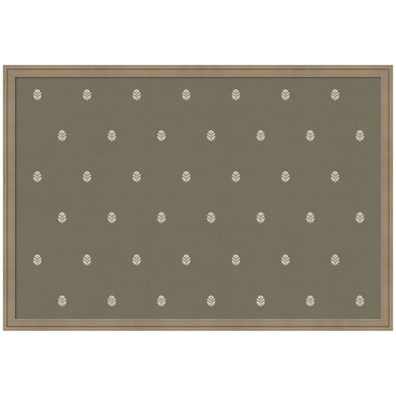 Kate and Laurel Pinboard Green Botanical Block Print - 38x26 - Florence Light Brown