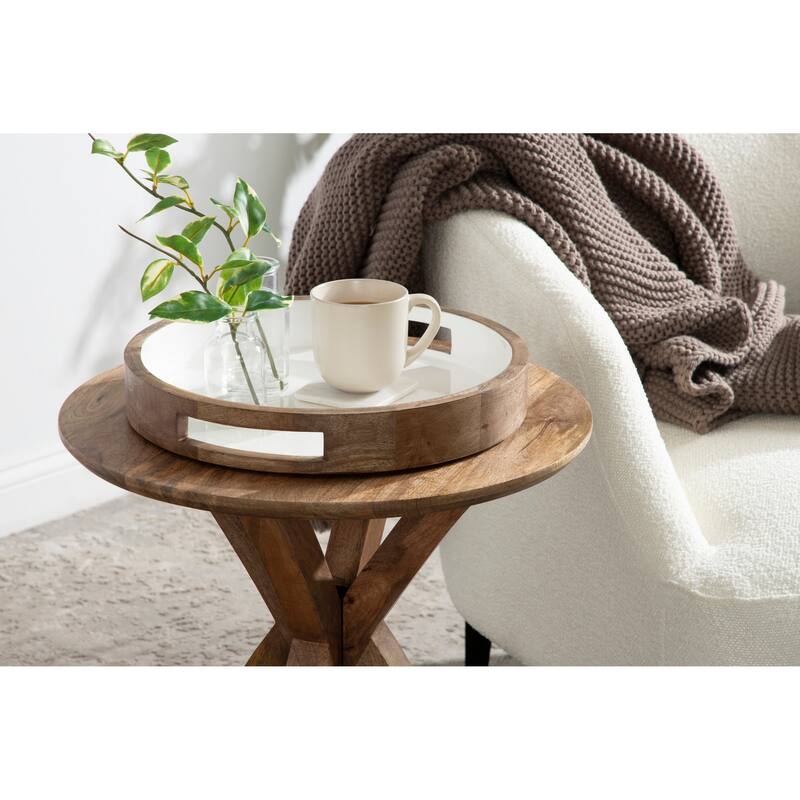 Kate and Laurel Ehrens Round Decorative Wood Tray
