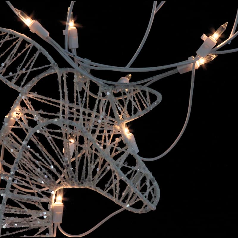Set of 3 White Glittered Doe Fawn and Reindeer Lighted Christmas Outdoor Decoration - 30"