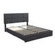 preview thumbnail 12 of 30, Queen Size Bed Grounding Platform Bed with Hydraulic Storage Upholstered Low Profile Bed Wingback Bed with Metal Legs