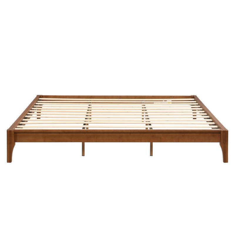 Bamboo Bed Frame Modern Platform Bed Wood Slat Support Low Profile Bed Open Frame with Under Bed Storage and Center Support Legs