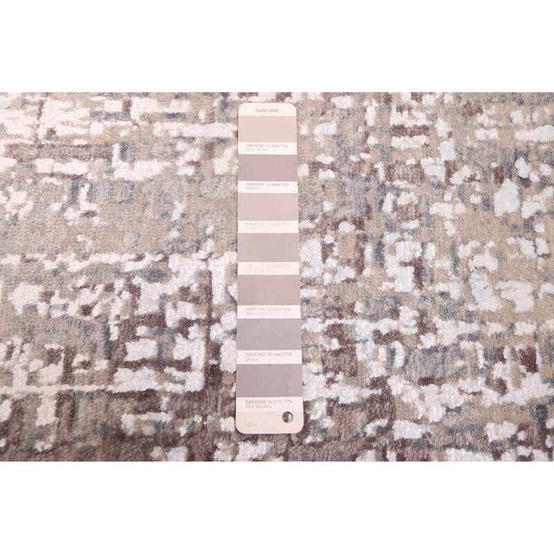 ECARPETGALLERY Hand-knotted Legacy Grey, Taupe Silk, Wool Rug - 2'6 x 10'1