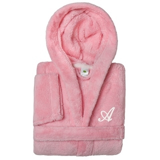 Sweet Kids 100% Polyester SUPER PLUSH Double Brushed Hooded Bathrobe with White Script Monogram