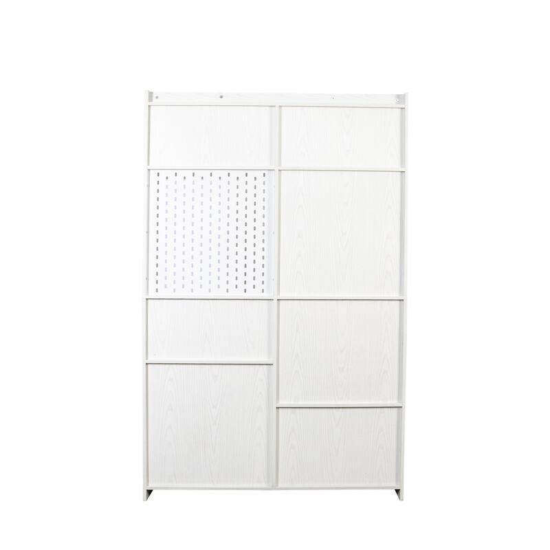 Bookshelf and Bookcase with Pegboard and Drawer,9 Cubby Display Book Shelves, Modern Wide Wood Shelving Unit