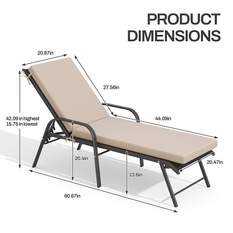 Pellebant Outdoor Adjustable Patio Chaise Lounge Chairs with Cushions