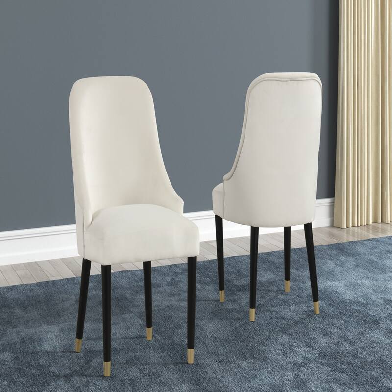 Without table,Upholstered Rounded Back Chairs 2pc Set Cream