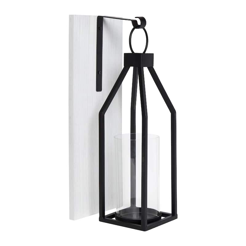Kate and Laurel Oakly Wood and Metal Wall Sconce Candle Holder - 7x19 - White