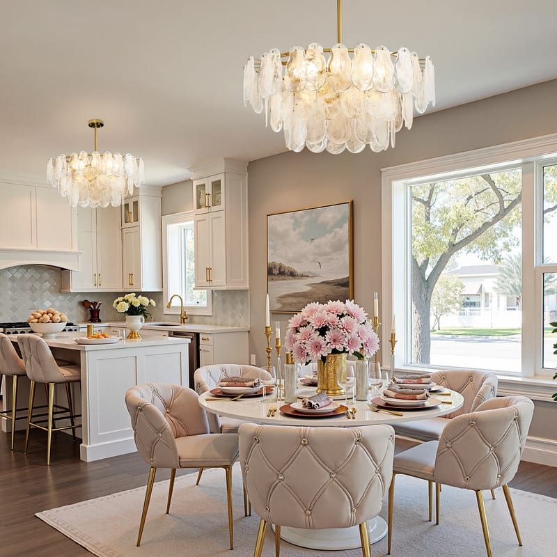 Modern Gold Cloud Glass Chandelier, 23.6" 3-Tier Round Crystal Pendant Light, 9-Light Luxury Ceiling Fixture for Dining Room