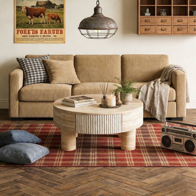 Round Coffee Table With Flip Top And Hidden Storage Compartment