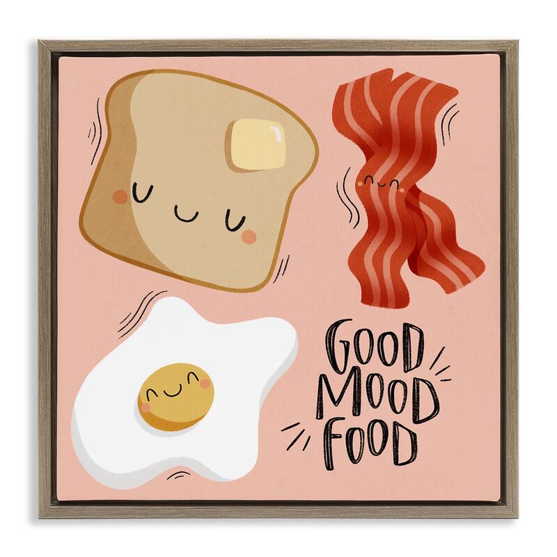Stupell Good Mood Food Breakfast Framed Floater Canvas Wall Art Design By Sarah Hickman - 25 x 25 - Brown