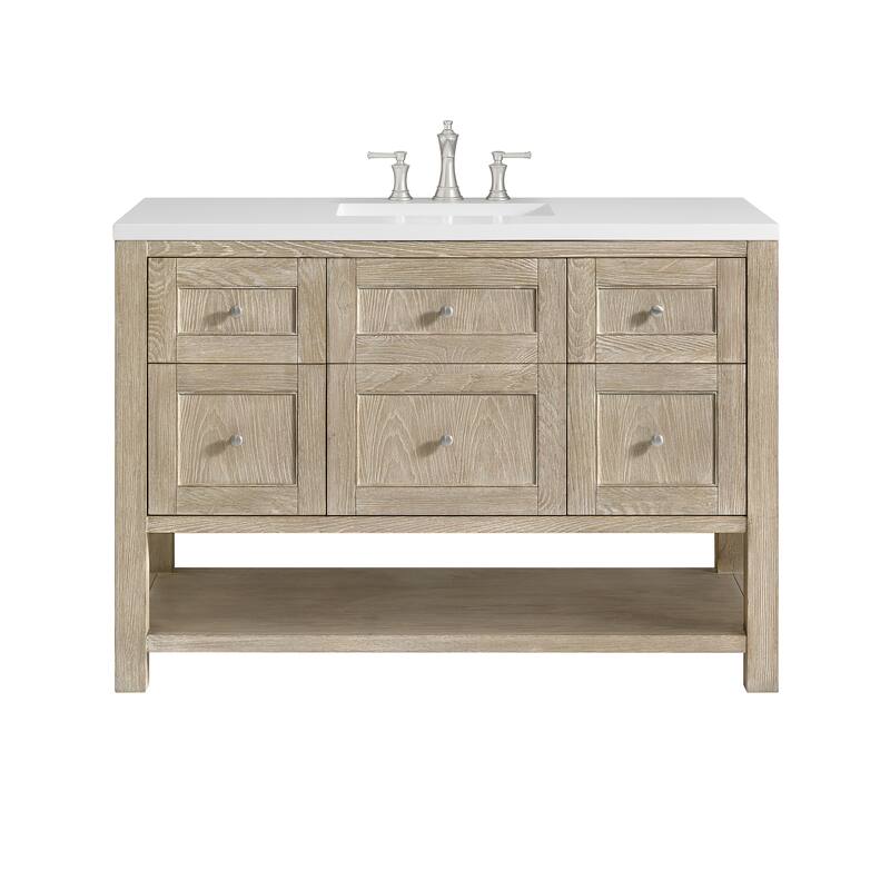 James Martin Vanities Breckenridge 48" Single Vanity, Whitewashed Oak - White Zeus