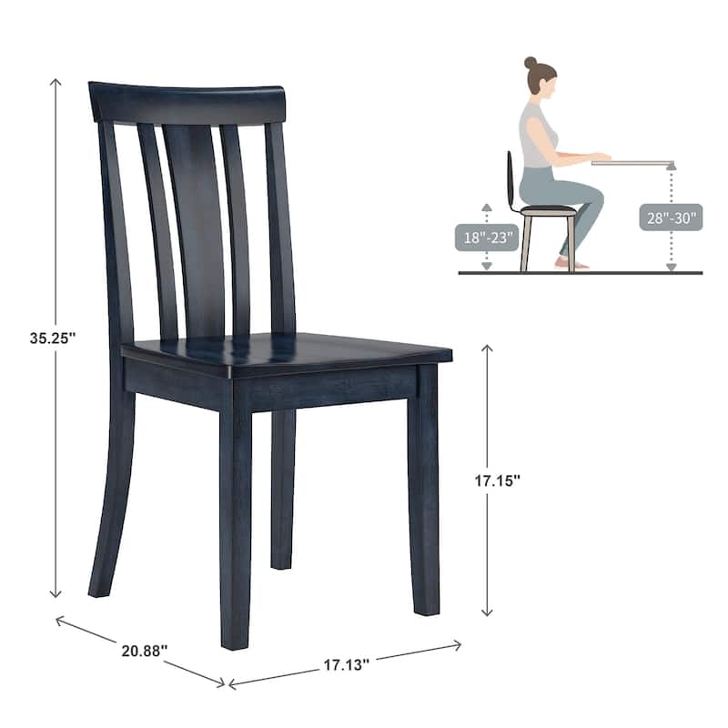 Wilmington II Round Pedestal Base Antique Dark Denim 5-Piece Dining Set by iNSPIRE Q Classic