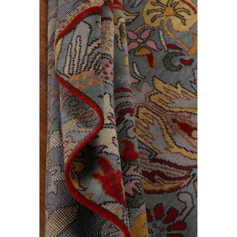 Animals Design Floral Gray Ziegler Indian Rug Handmade Wool Carpet - 8'8"x 11'8"