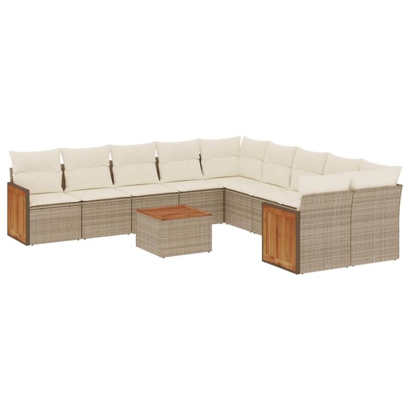 vidaXL Patio Sofa Set with Cushions Outdoor Conversation Furniture Poly Rattan