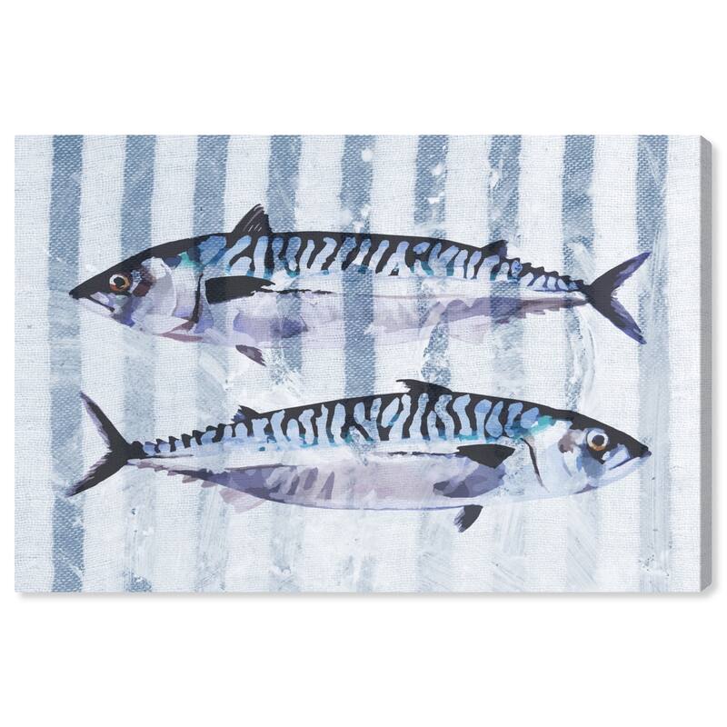 Wynwood Studio Canvas Animals Tuna Splash Gray and Dark Gray Nautical & Coastal Wall Art Canvas Print