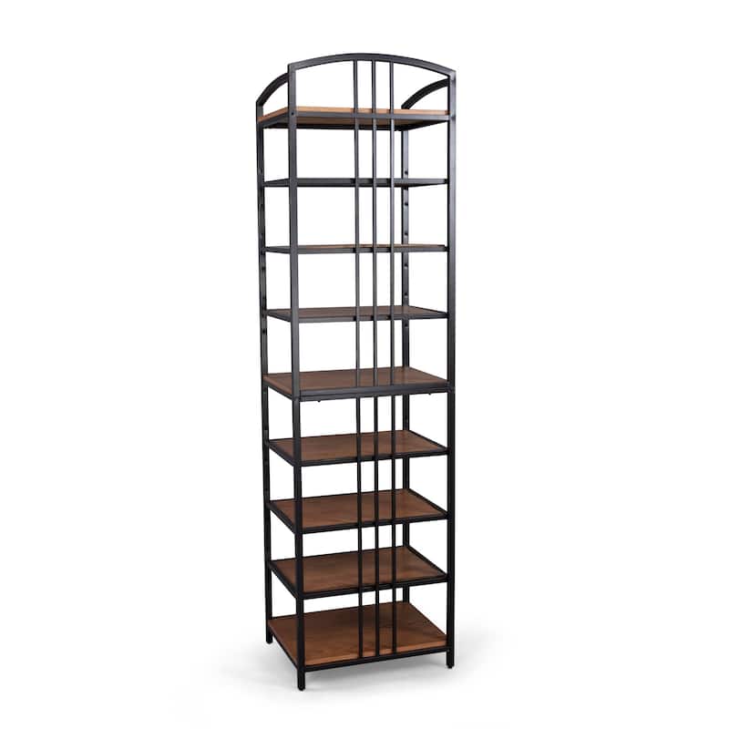Homestyles Modern Craftsman Brown Wood Closet Wall Shelf Unit with Wood Top - 27' x 20' x 90'