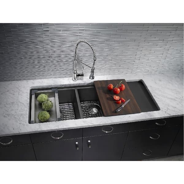 Blanco 440408 Precis 48 Multilevel Silgranit Granite Composite Undermount  Double Bowl Kitchen Sink with Drain Board, Cutting - Bed Bath & Beyond -  16296366