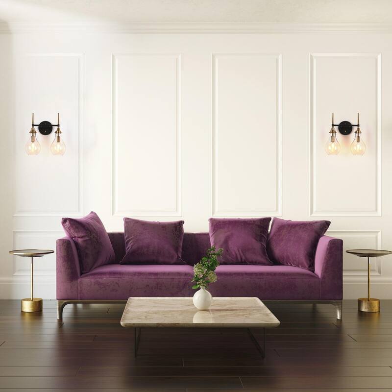 Synia Modern Contemporary Globe 2-Light Bathroom Vanity Lights Tear Drop Wall Lamp Hallway Living Room