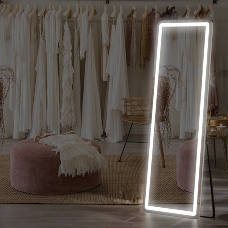 64" Full Length Mirror with 3 Color Lighting Floor Mirror with LED Light - 64*21"