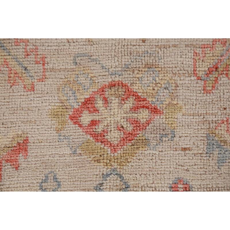 Hand Knotted Oriental 100% Wool Carpet Transitional All-Over Beige & Ivories Oushak Area Rug - 8' 11'' X 6' 0''