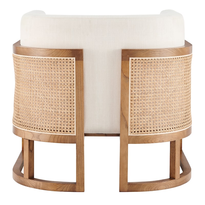 NPD Furniture Velma Linen Accent Arm Chair with Rattan