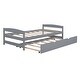 preview thumbnail 7 of 22, Twin Platform Bed with Trundle, Grey, Solid Wood Frame, No Box Spring Needed