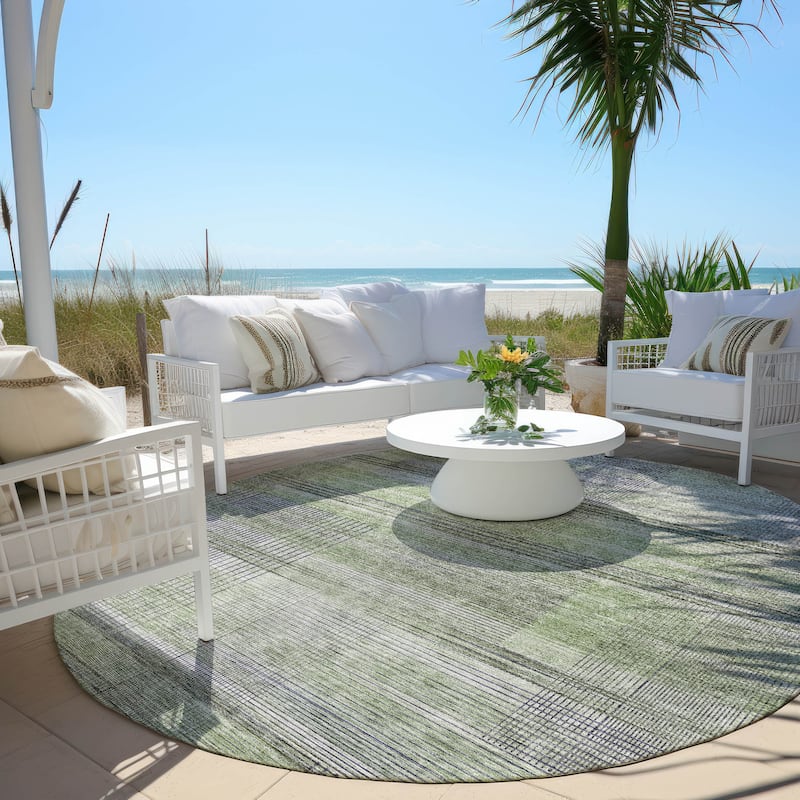 Machine Washable Indoor/ Outdoor Chantille Contemporary Imprints Rug - Aloe - 8' x 8'