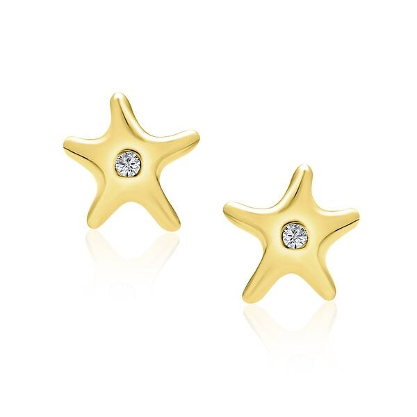 L-11 mm, W-11 mm 14k Yellow Gold Nautical Star Stud Earrings for Women L-11 mm, W-11 mm 14k Yellow Gold Nautical Star Stud Earrings for Women