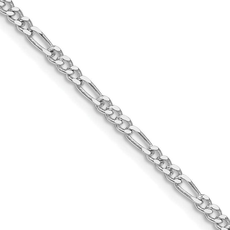 Curata 925 Sterling Silver Rhodium 2.5mm Figaro Chain Necklace (Lobster)