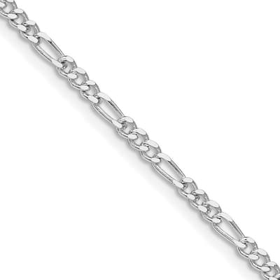 Curata 925 Sterling Silver Rhodium 2.5mm Figaro Chain Necklace (Lobster)