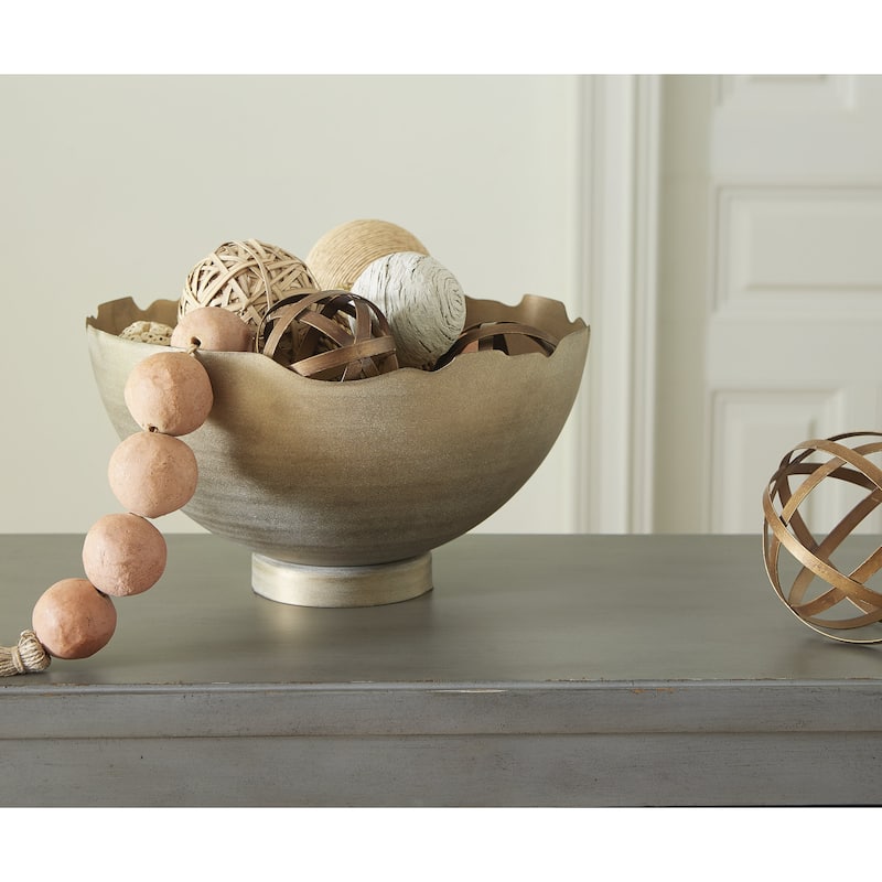 Signature Design by Ashley Maura Antique Gold Bowl - 14"W x 14"D x 8"H
