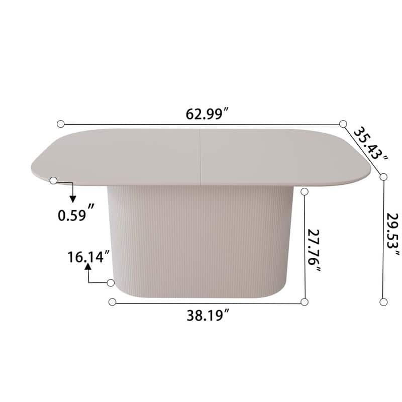 63-Inch MDF Modern Dining Table‌ – Stylish Design with Vertical Striped Legs, Thick Elegant Tabletop, Seats 4-8 People .