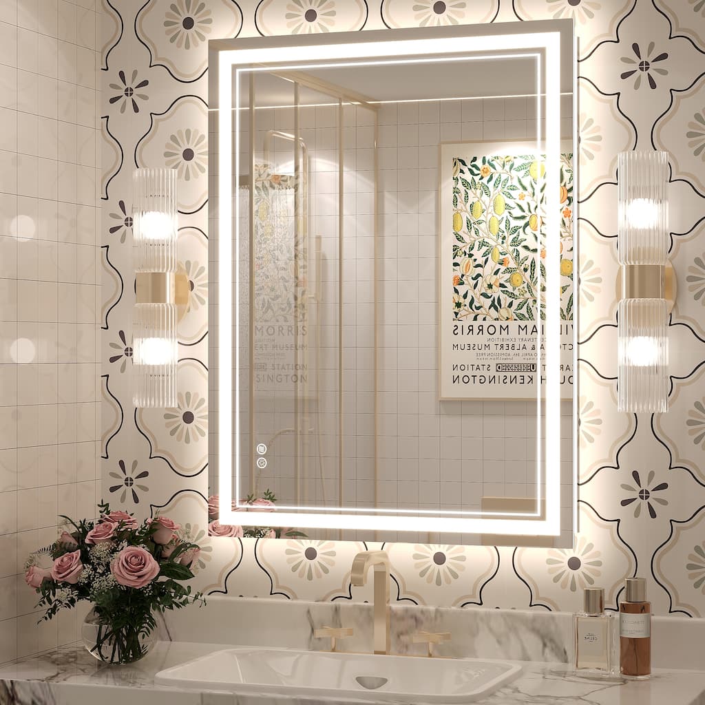 LED Bathroom Mirror with UL Listed, High Brightness, Anti-Fog, 3 Color Temperature, Dimmable
