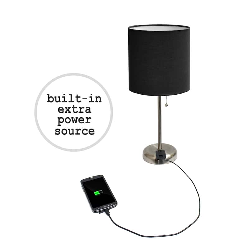 Simple Designs 19.5" 2 Pack Table Desk Lamp Set with Charging Outlet - 19.50