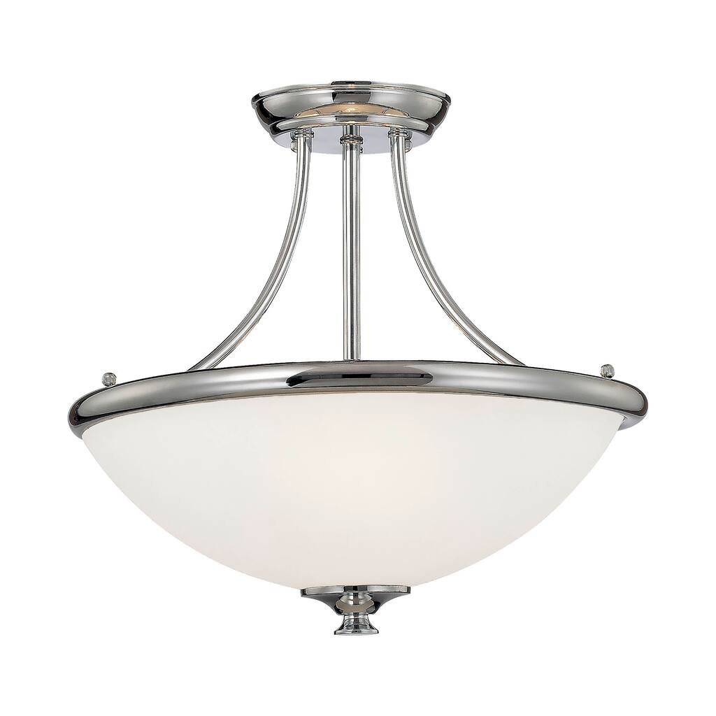 Chrome Metal 3 Light Semi-Flush Ceiling Mount