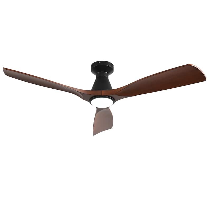 Ceiling Fan Without Light: 42-52 Inch 3 Blade Indoor Outdoor Fans for Patios - Walnut - 52in