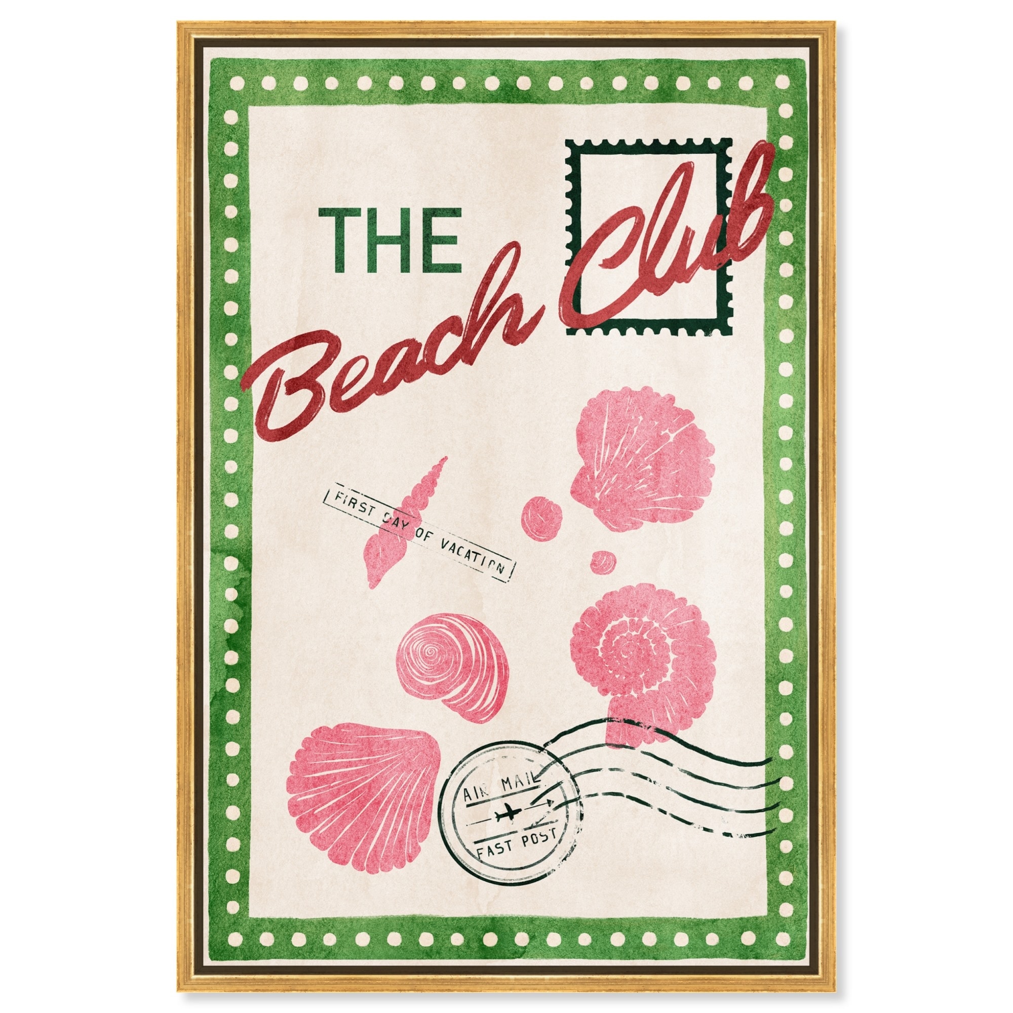 Beach Club Vintage Canvas Trendy Coastal Print by Art Remedy