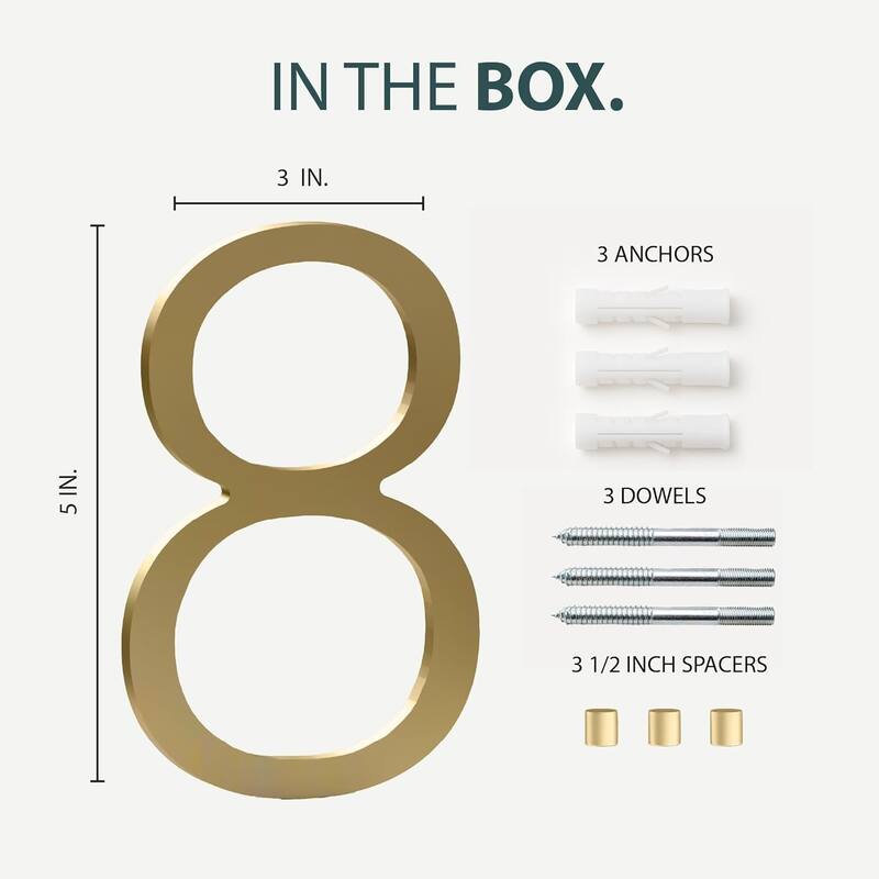 Mega Handles Modern Metal House Numbers | Heavy Duty Outdoor Address Digits | Easy to Install, Floating or Flush Mount Design