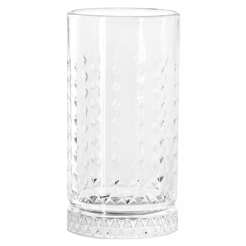 4 Piece 16 Ounce Teardrop Embossed Glass Tumbler Set