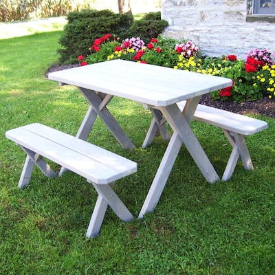 Pressure Treated Pine 4' Cross-Leg Picnic Table with 2 Benches