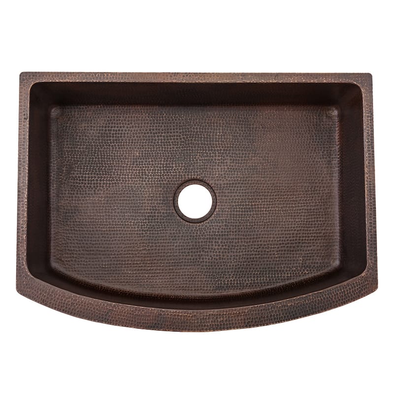 30-in Hammered Copper Kitchen Rounded Apron Single Basin Sink with Matching Drains, and Accessories (KSP3_KASRDB30249)