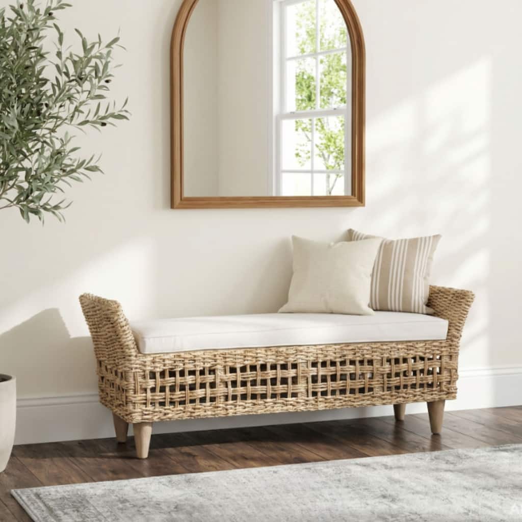 Francis Gamelina Wood Bench with Cushion by East at Main