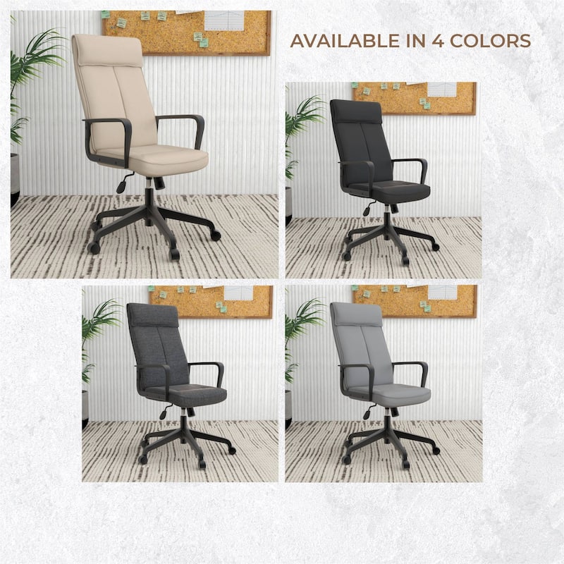 High-Back Leather/Polyester Office Chair Adjustable Height Swivel & Tilt Aiaria Series - N/A