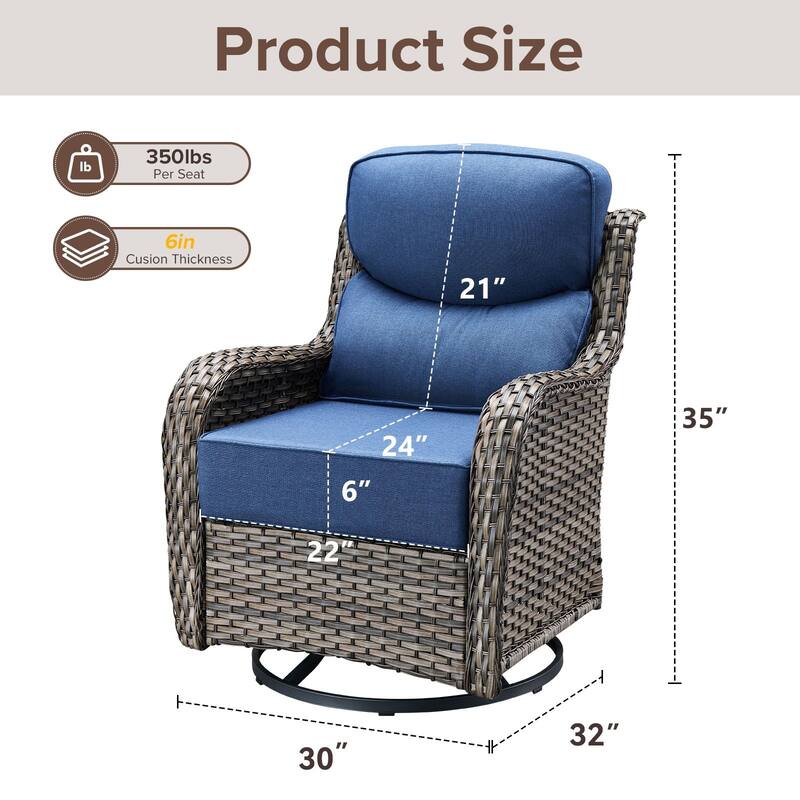 Gymojoy 4-Piece Patio Swivel Glider Chair Set, 6-Inch Ultra-Plush Cushions & Water-Resistant Olefin Fabric