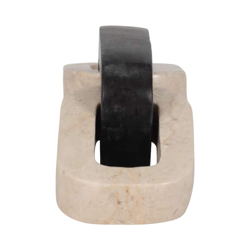 Sagebrook Home 11" 3-link Onyx Marble Chain, Beige, 1"H - 11" x 5" x 1"