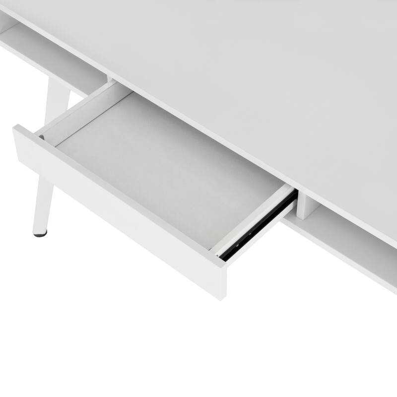 Study Computer Desk with Storage & Magnetic Dry Erase White Board, White On-Site