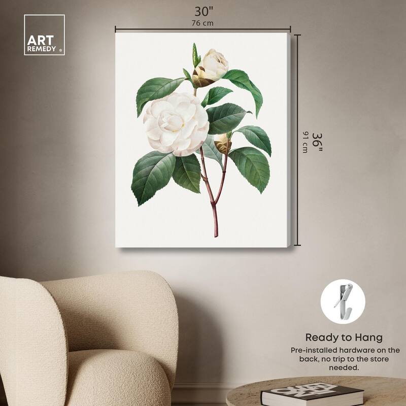 White Camellia Canvas by Art Remedy, Gallery Wrapped