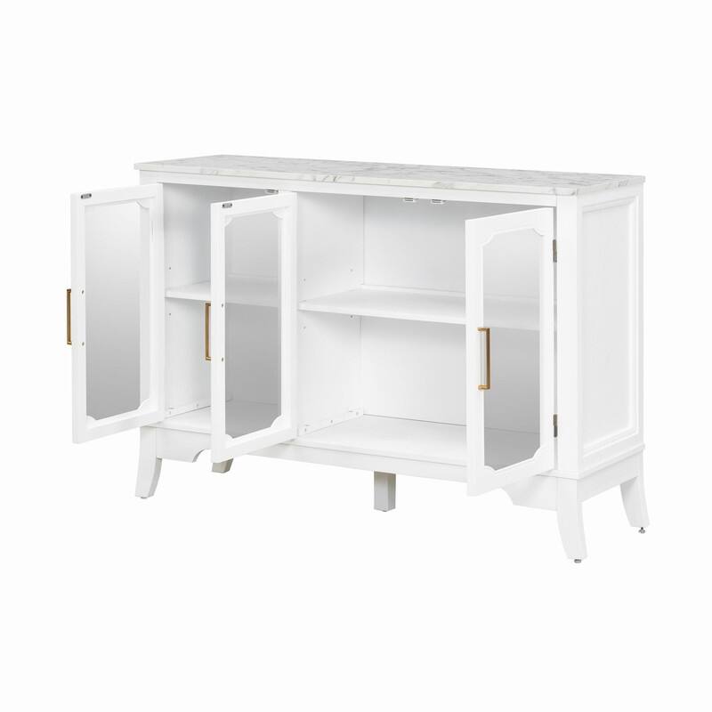 3-Doors Storage Cabinet with Large Storage Space for Living Room and Dining Room Storage